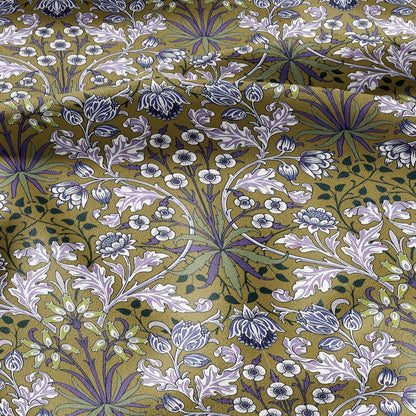 100% LINEN Fabric William Morris hyacinth print - Modern vintage botanical - Victorian Art Craft yellow beige 3149