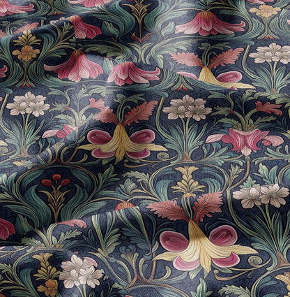 100% LINEN Fabric Art deco floral - botanical linen Fabric LithuanianLinen for upholstery dressmaking curtains home textile Art Noveau