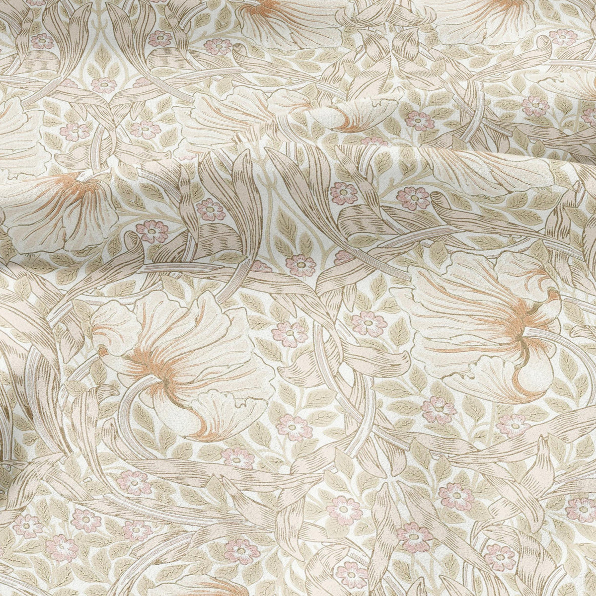 100% LINEN fabric - William Morris Pimpernel beige - British Victorian flax - sewing upholstery home decor or clothing 3848