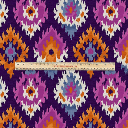 100% LINEN Fabric UPHOLSTERY 12oz - Ikat purple - Modern Vintage Grandmillennial geometric upholstery 2987