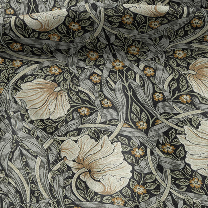 100% LINEN fabric - William Morris Pimpernel sage ink - British Victorian Art Craft flax - sewing upholstery home decor or clothing 3832
