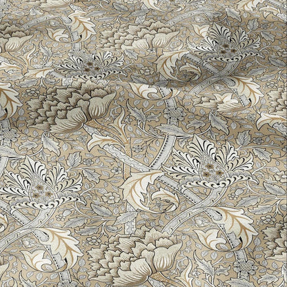 William Morris Windrush beige print on 100% LINEN - Victorian Art crafts linen Fabric - botanical Historical upholstery home textile