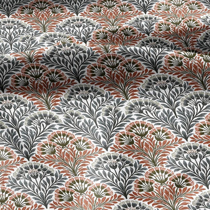 100% linen fabric floral botanical fan print - Vintage modern floral botanical pattern 3411