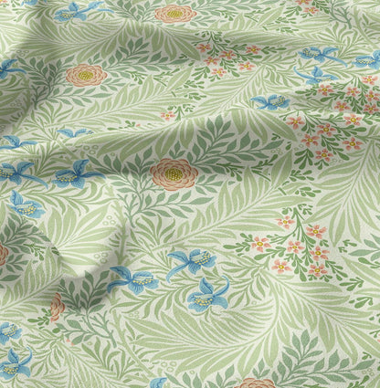 William Morris Lakspur print 100% LINEN, Victorian Art and crafts linen Fabric, Linen fabric botanical Historical upholstery home textile