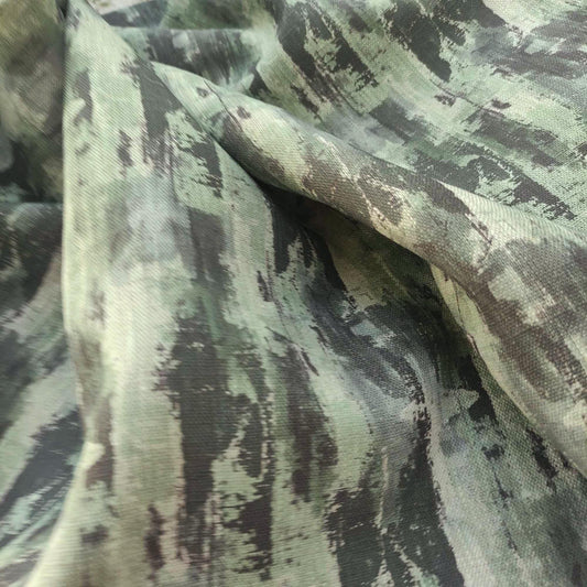 100% LINEN Fabric Abstract Wasi Sabi , green print