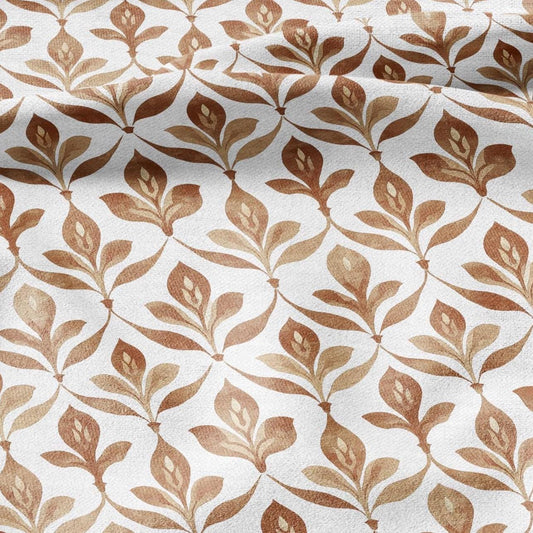 100% LINEN Fabric Beige floral print - retro sepia brown flower - for upholstery home decor - medium for dress making 2909