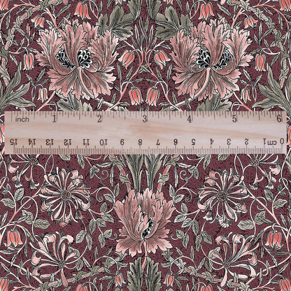 100% linen fabric William Morris Honeysuckle red print - Victorian Art crafts - Historical  upholstery dress making 3292