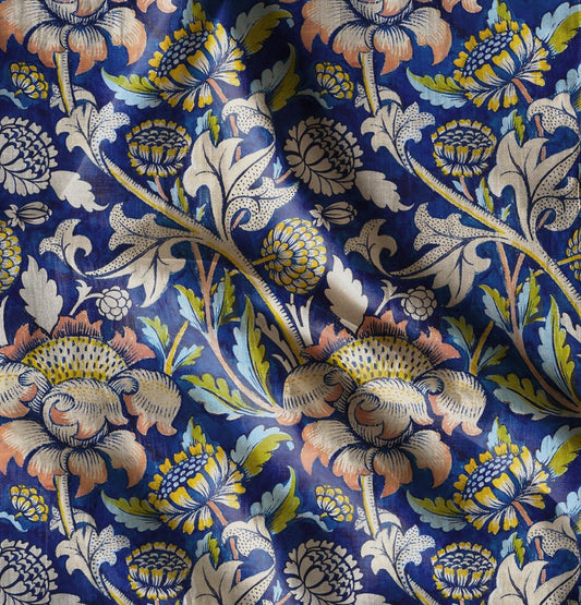 William Morris WEY print on  100% LINEN, Victorian Art and crafts linen Fabric, William Morris 200gsm fabric Historical pattern