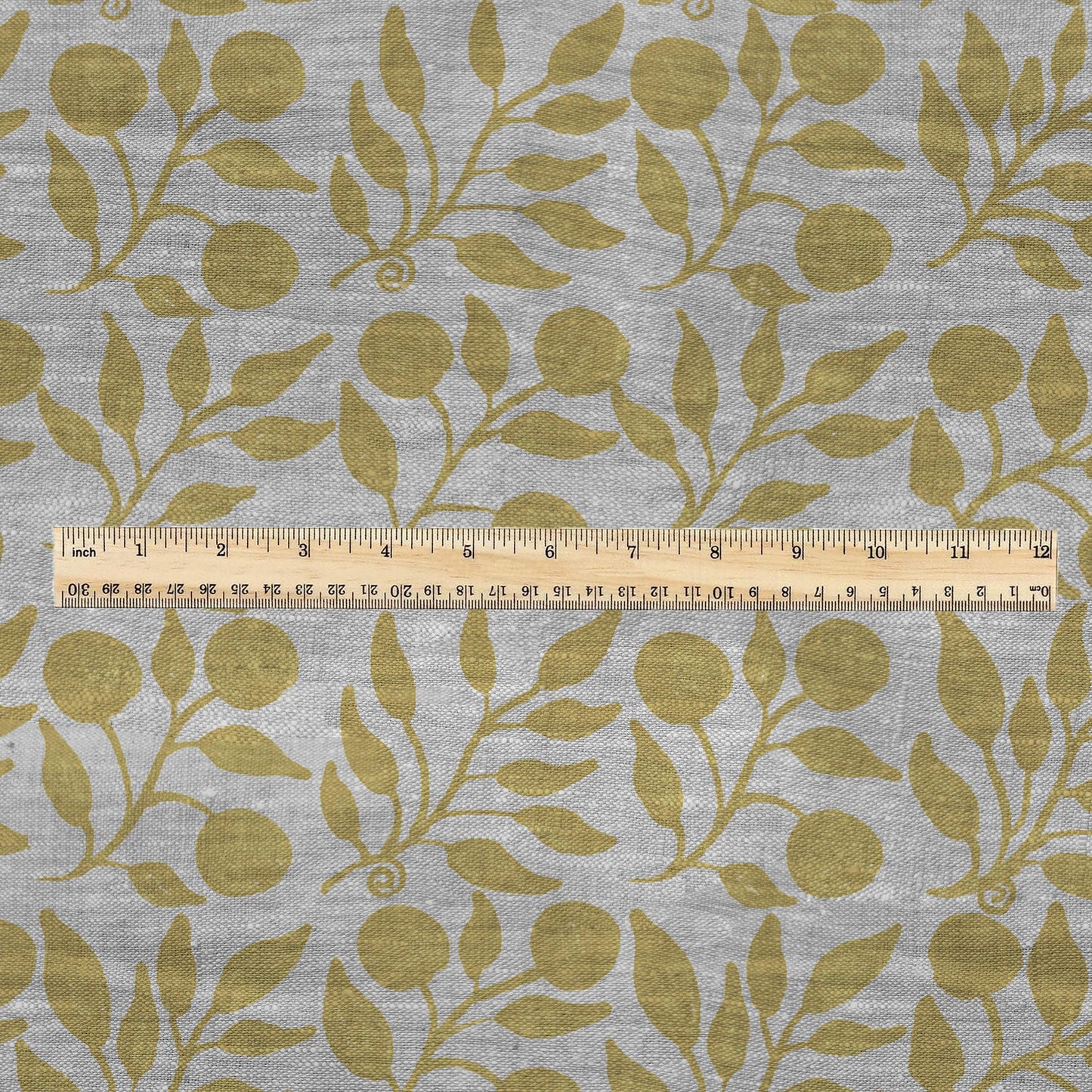 100% LINEN Fabric William Morris Rosehip yellow gray - oatmeal linen fabric with botanical print - Victorian Art Craft Historical 3274