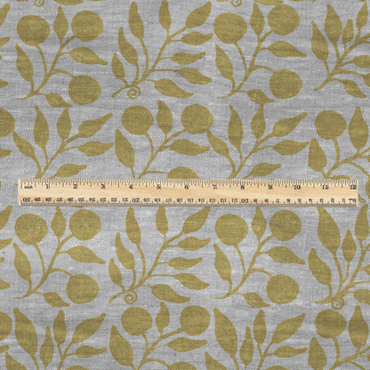 100% LINEN Fabric William Morris Rosehip yellow gray - oatmeal linen fabric with botanical print - Victorian Art Craft Historical 3274
