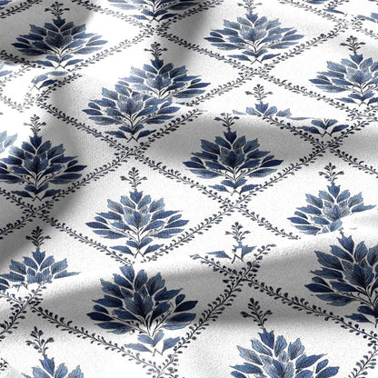 100% linen fabric Herritage geometric print - Vintage modern floral trellis 3422
