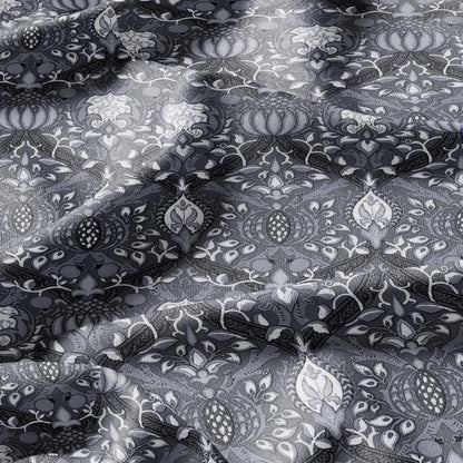 100% LINEN Fabric William Morris Granada gray print - British linen floral upholstery home textile Victorian fabrics 3238