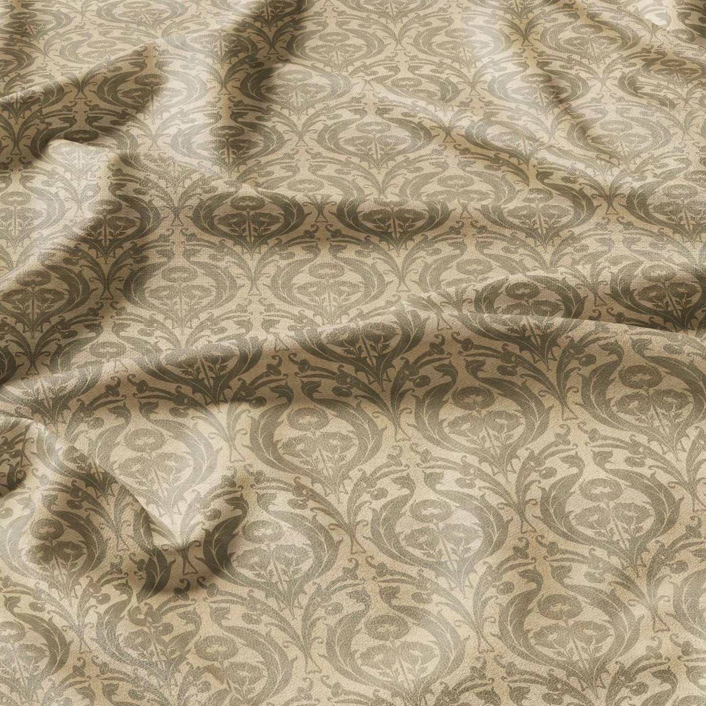 100% linen fabric William Morris Beige print - beige Victorian Art crafts linen Fabric - Historical pattern upholstery dress making