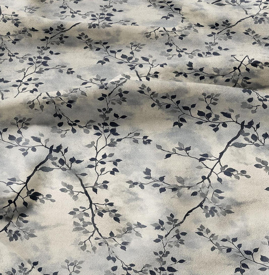 100% LINEN Fabric Abstract Watercolor Wabi Sabi tree print -  modern contemporary print on linen fabric upholstery dress making curtains