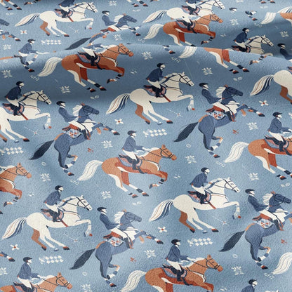 100% LINEN Fabric Ascot horse race linen -blue white red fabric for upholstery home decor dress making 3007