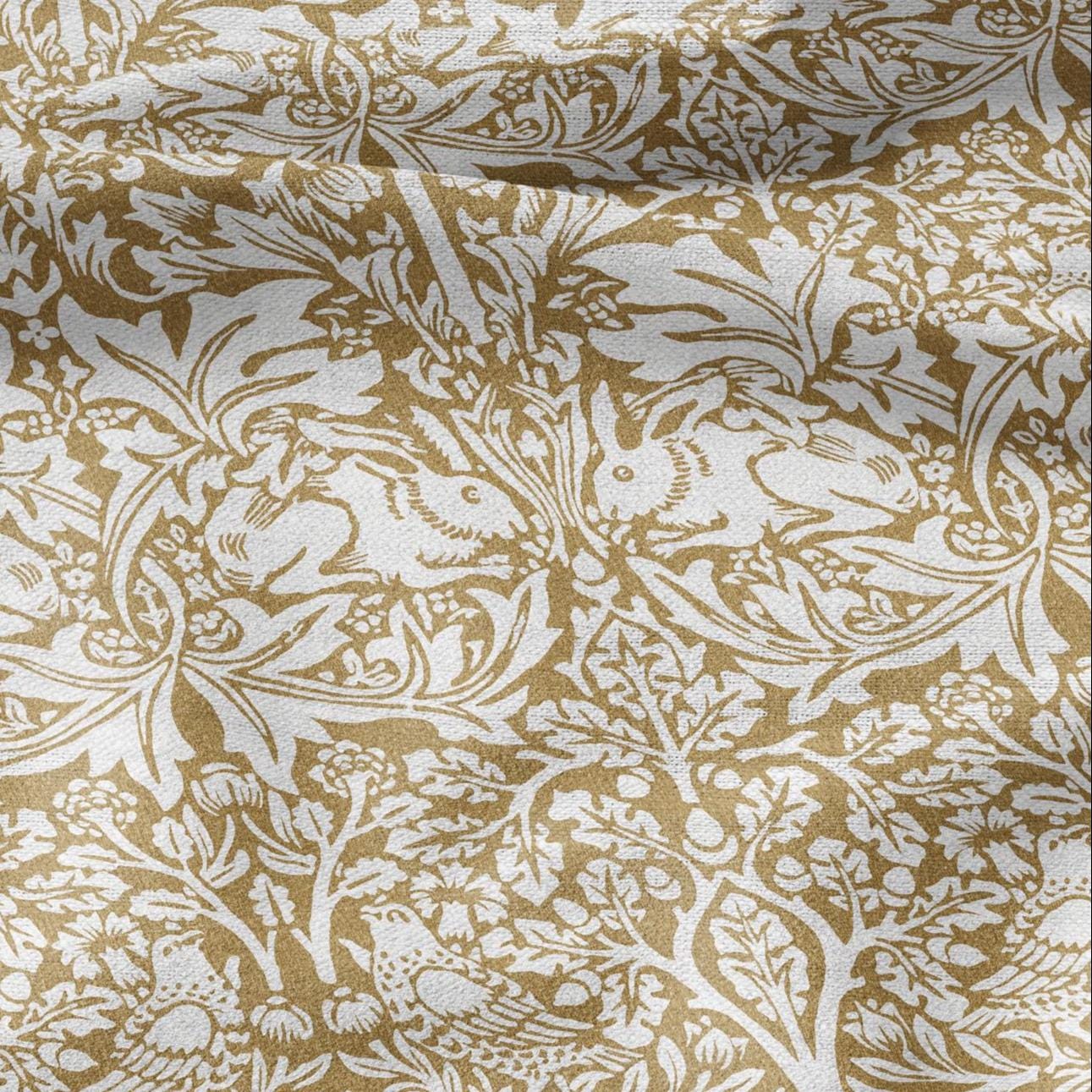 William Morris Brer rabbit yellow print 100% LINEN Fabric - British linen floral upholstery home textile Victorian fabrics 3012
