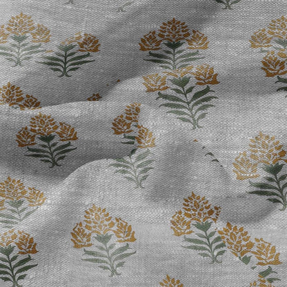 100% LINEN Fabric Block print Parijat flower - oatmeal linen fabric with floral print - heavy for home decor clothing 2753