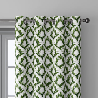 100% linen fabric floral botanical green print - Lily of the valley - Millefleurs: Vintage modern floral botanical pattern 3431