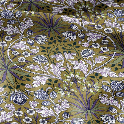 100% LINEN Fabric William Morris hyacinth print - Modern vintage botanical - Victorian Art Craft yellow beige 3149