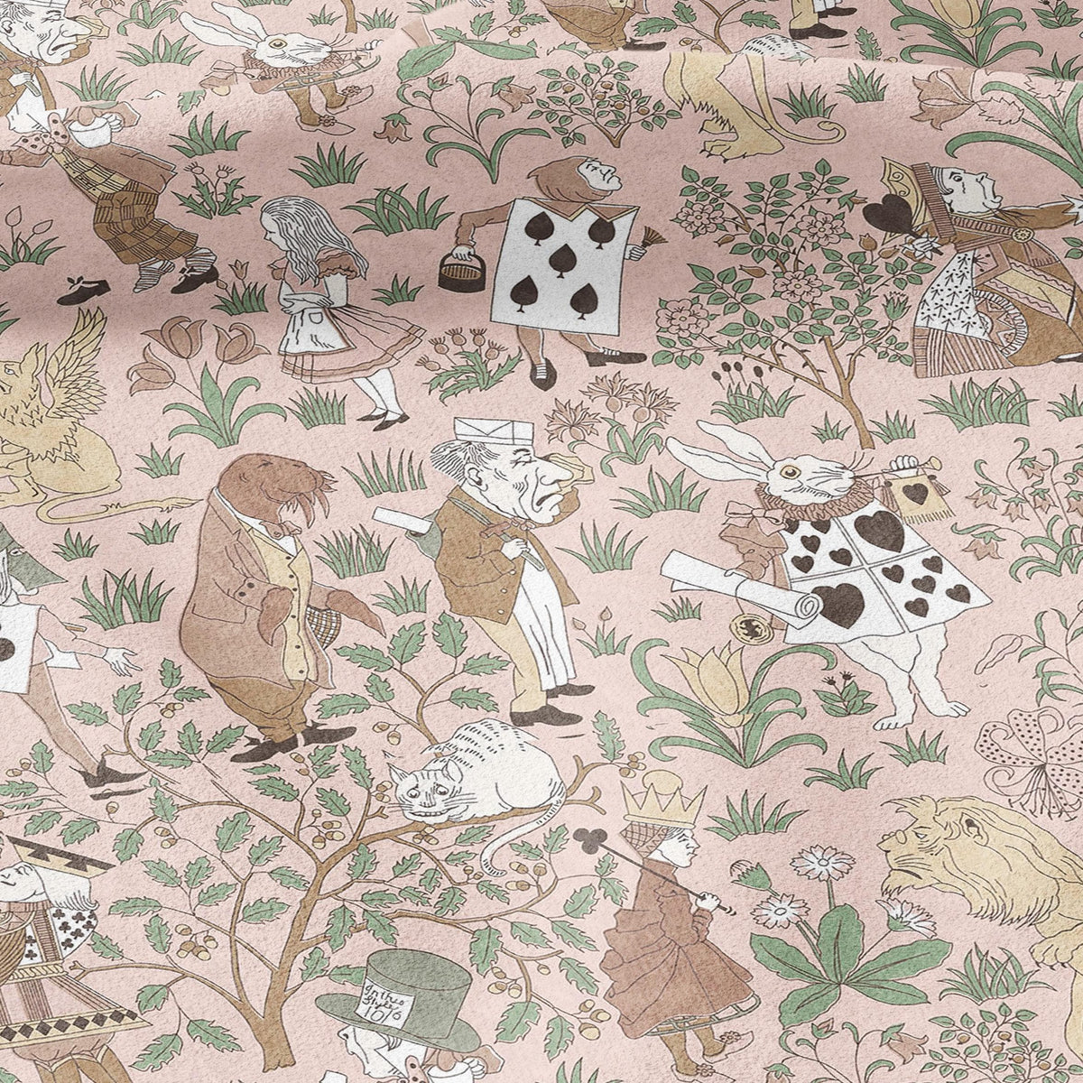 100% linen fabric - Alice in Wonderland pink by Voysey - Victorian Art crafts - Historical pattern for upholstery dress making 3620
