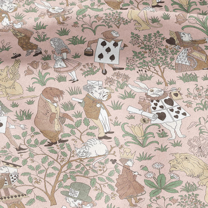 100% linen fabric - Alice in Wonderland pink by Voysey - Victorian Art crafts - Historical pattern for upholstery dress making 3620