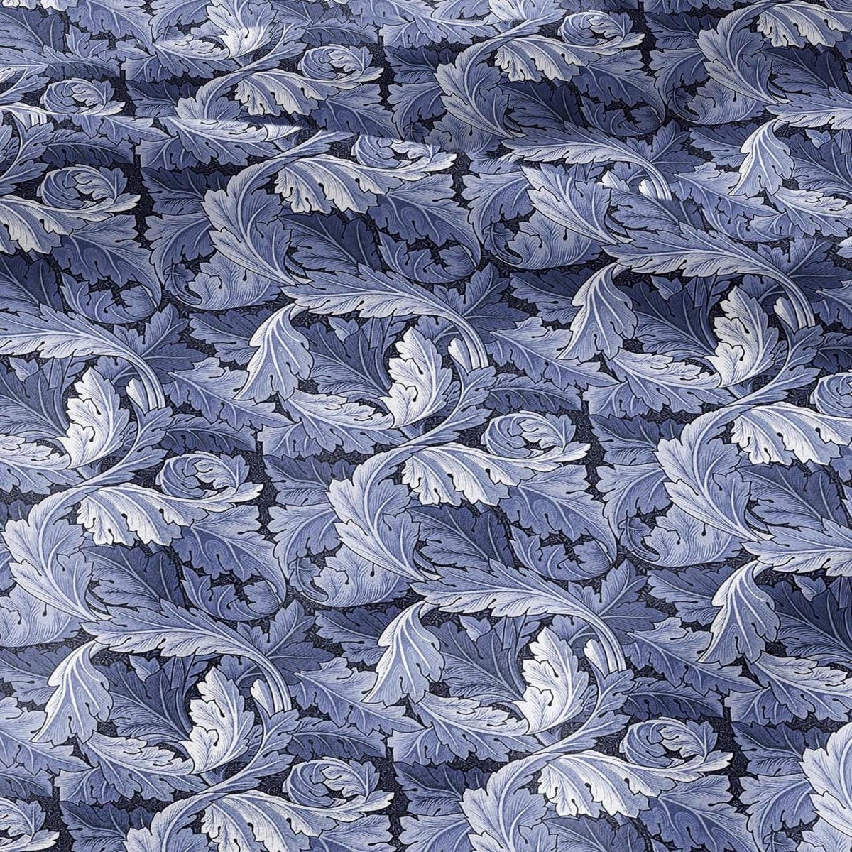 William Morris Acanthus blue print on 100% LINEN - Victorian Art crafts linen Fabric - botanical Historical upholstery home textile 3635