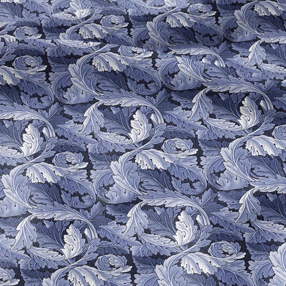 William Morris Acanthus blue print on 100% LINEN - Victorian Art crafts linen Fabric - botanical Historical upholstery home textile 3635