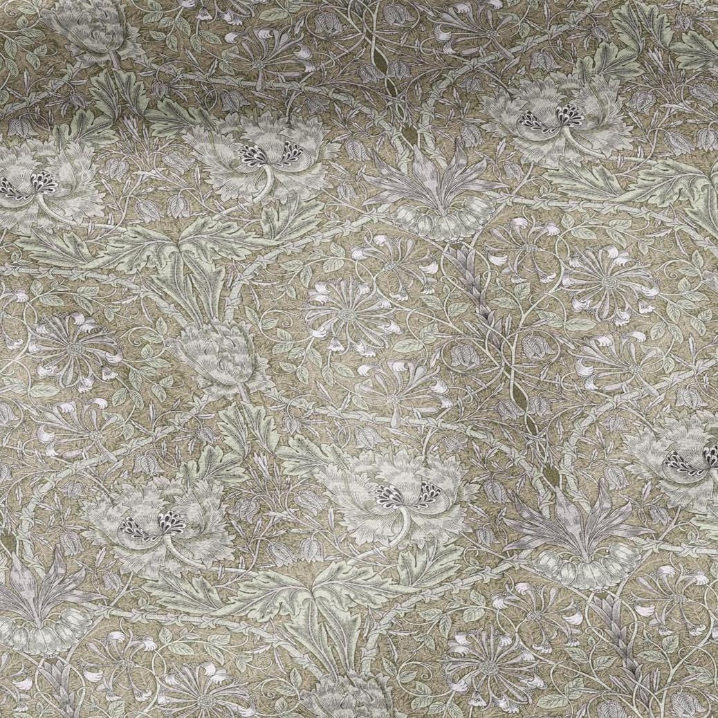 100% linen fabric William Morris Honeysuckle pastel beige print - Victorian Art crafts - 2979P - Historical pattern upholstery dress making