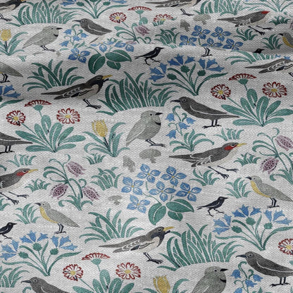 100% linen fabric - Birds in field by Voysey  - Victorian Art crafts - Historical pattern home decor dress making 2988