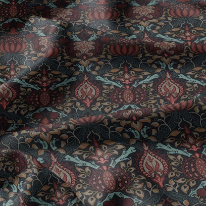 100% LINEN Fabric William Morris Granada print - British linen floral upholstery home textile Victorian fabrics green blue 3202
