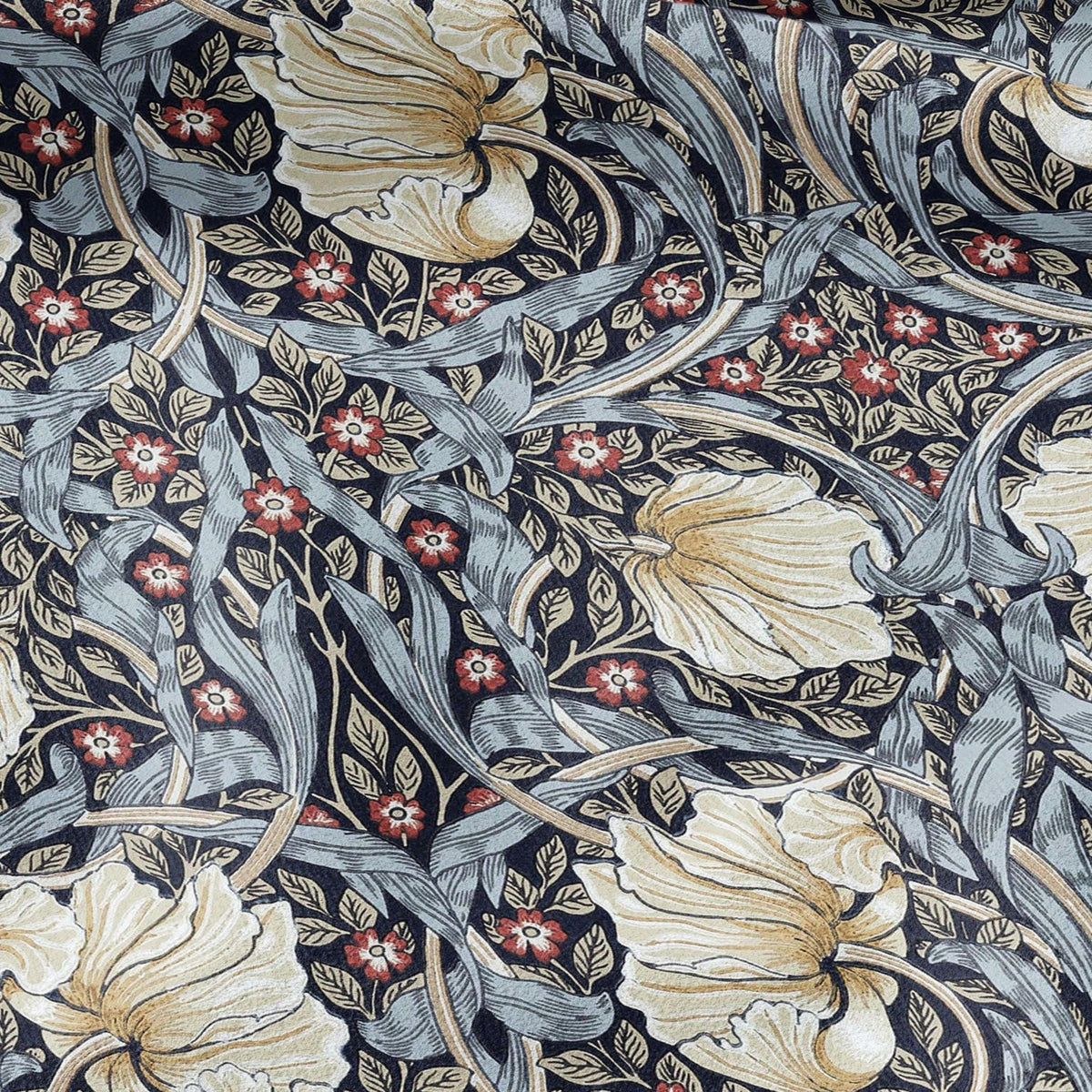 100% LINEN fabric - William Morris Pimpernel navy -  British Victorian Art Craft flax - sewing upholstery home decor or clothing 3813