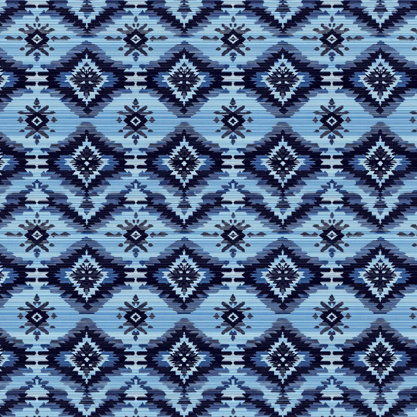 100% LINEN Fabric Ikat blue print - Modern vintage floral for upholstery dressmaking curtains home textile 2367