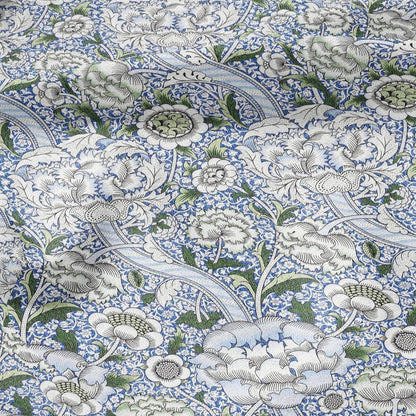 William Morris Wandle blue print on 100% LINEN - Victorian Art crafts linen Fabric - botanical Historical upholstery home textile