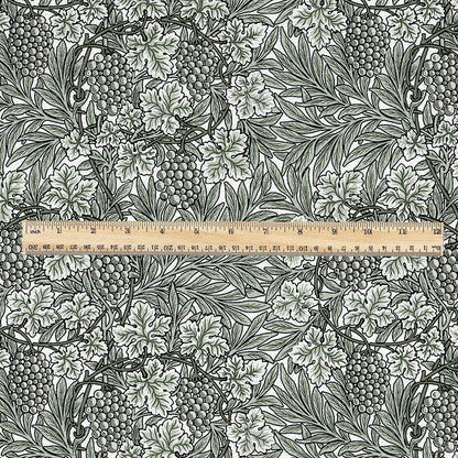 100% LINEN Fabric William Morris Vine grape sage green print - British linen floral upholstery home textile Victorian fabrics 3267