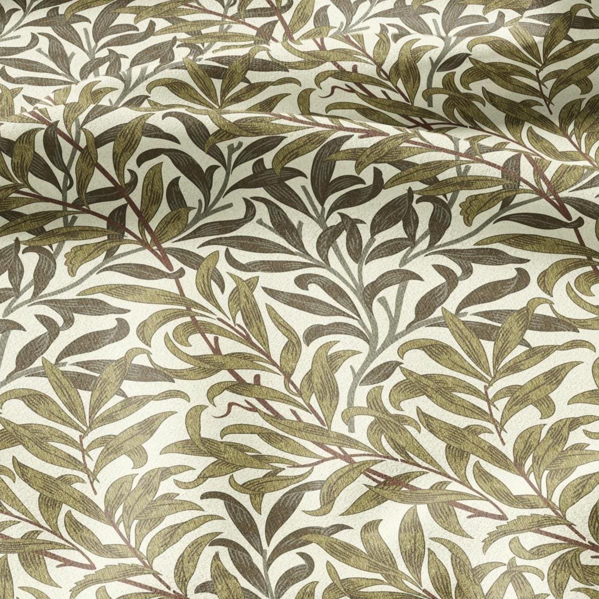 William Morris Willow Bough  100% LINEN Fabric - British linen floral upholstery home textile Victorian fabrics khaki 3311