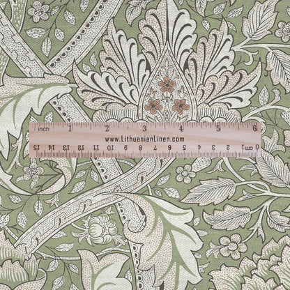 William Morris Windrush green print on 100% LINEN - Victorian Art crafts linen Fabric