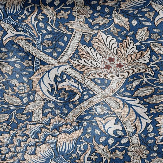 William Morris Windrush blue print on 100% LINEN - Victorian Art crafts linen Fabric - botanical Historical upholstery home textile