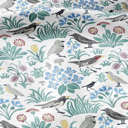 100% linen fabric - Birds in field by Voysey - - Victorian Art crafts - Historical pattern home decor dress making 2988