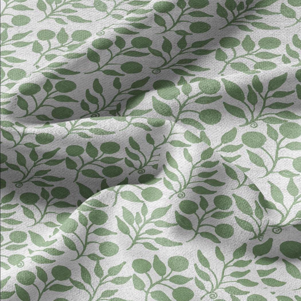 100% LINEN Fabric William Morris Rosehip pale green print - British linen floral upholstery home textile Victorian fabrics 3268