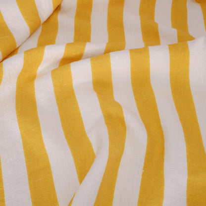 100% LINEN Fabric Maxi striped yellow white Avignon - french linen floral upholstery home textile Victorian fabrics 3351