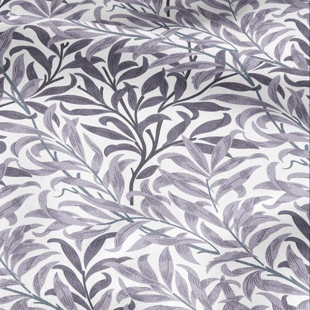 William Morris Willow Bough gray 100% LINEN Fabric - British linen floral upholstery home textile Victorian fabrics 3186