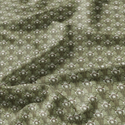100% linen Iris prints fabric for Curtain Upholstery Cushion - wildflower Art deco flower print fabric for dress making sewing