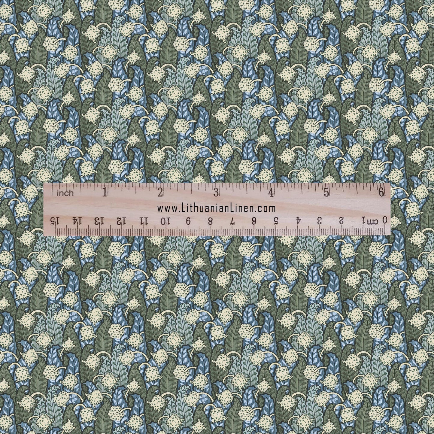 100% linen Lily-of-valley prints fabric for Curtain Upholstery Cushion - Art deco flower print fabric for dress making sewing