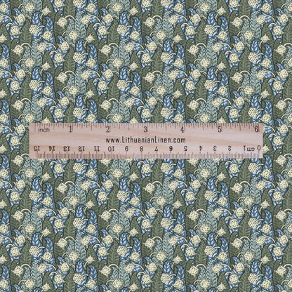 100% linen Lily-of-valley prints fabric for Curtain Upholstery Cushion - Art deco flower print fabric for dress making sewing