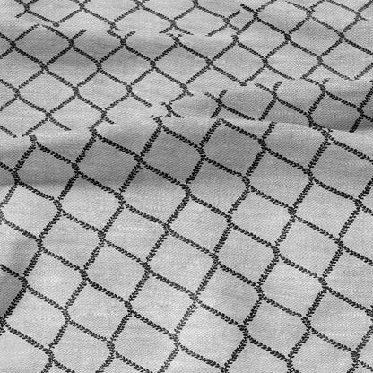 100% LINEN Fabric Herritage trellis print - Grandmillennial Modern vintage black - upholstery curtains dress making 3018