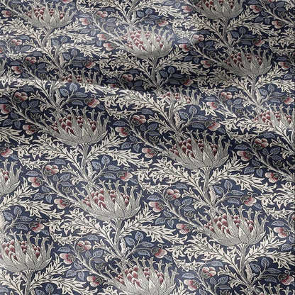 100% LINEN Fabric William Morris Artichoke blue print - British linen floral upholstery home textile Victorian fabrics 3193