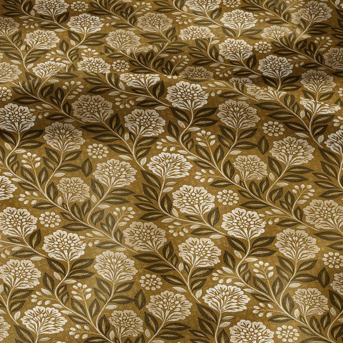 100% LINEN Fabric block print mustard flower - linen fabric with floral print -heavy linen fabric for upholstery home decor 3796