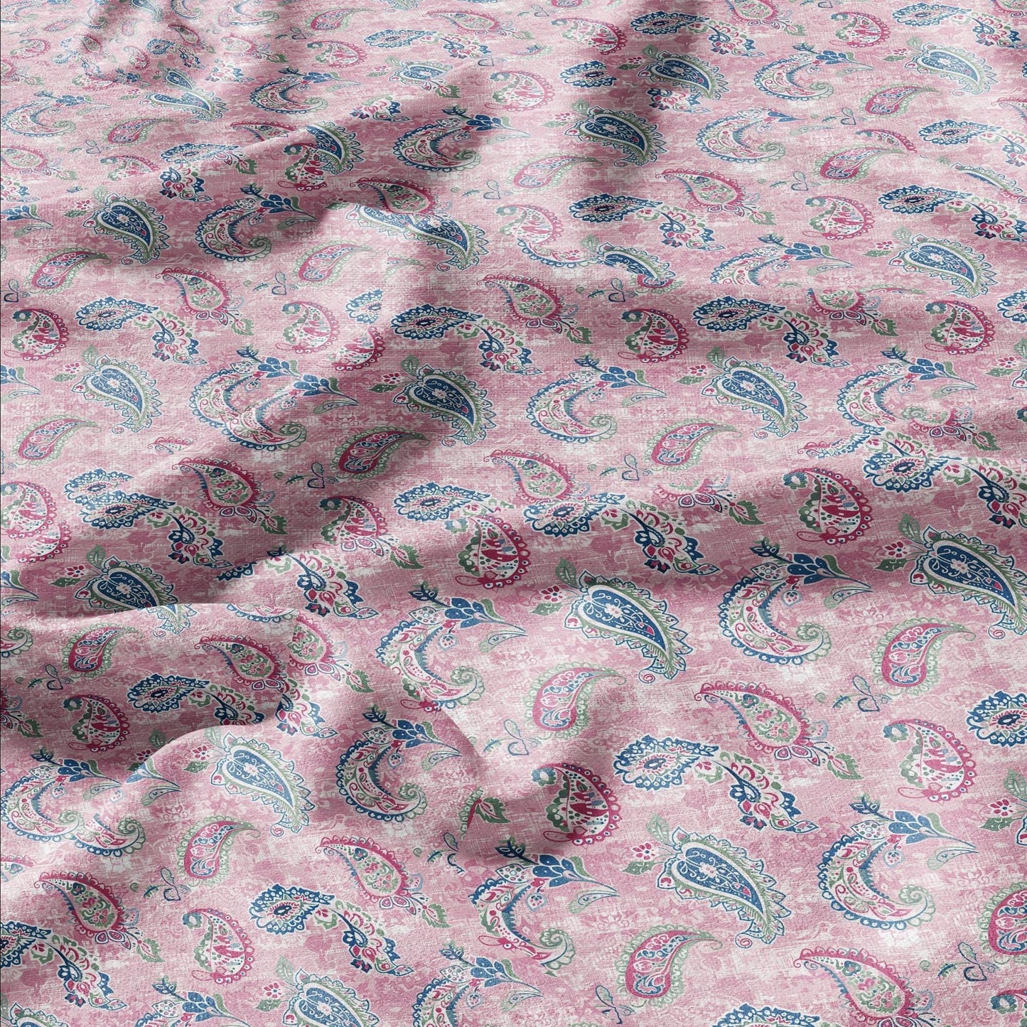 100% linen Vintage Pale pink Paisley Print fabric for Curtain Upholstery Cushion - Vintage Indian block print fabric for dress making sewing