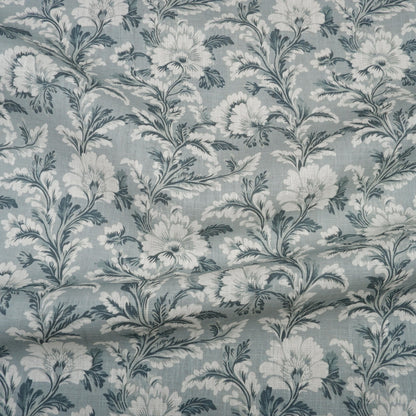 100% LINEN Fabric green floral pattern on linen fabric - floral botanical Fruit heavy linen fabric for upholstery home decor