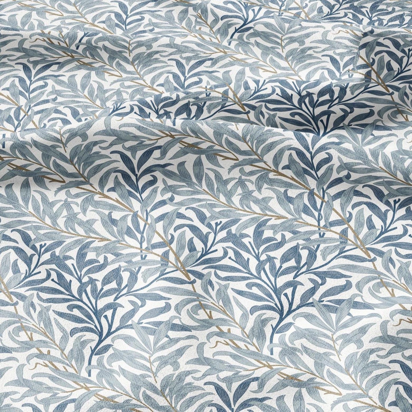 William Morris Willow Bough blue 100% LINEN Fabric - British linen floral upholstery home textile Victorian fabrics 3195